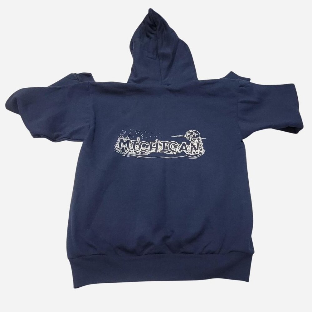 Hanes Michigan State Logo Navy Blue Hoodie Small Unisex Adult - Picture 3 of 4